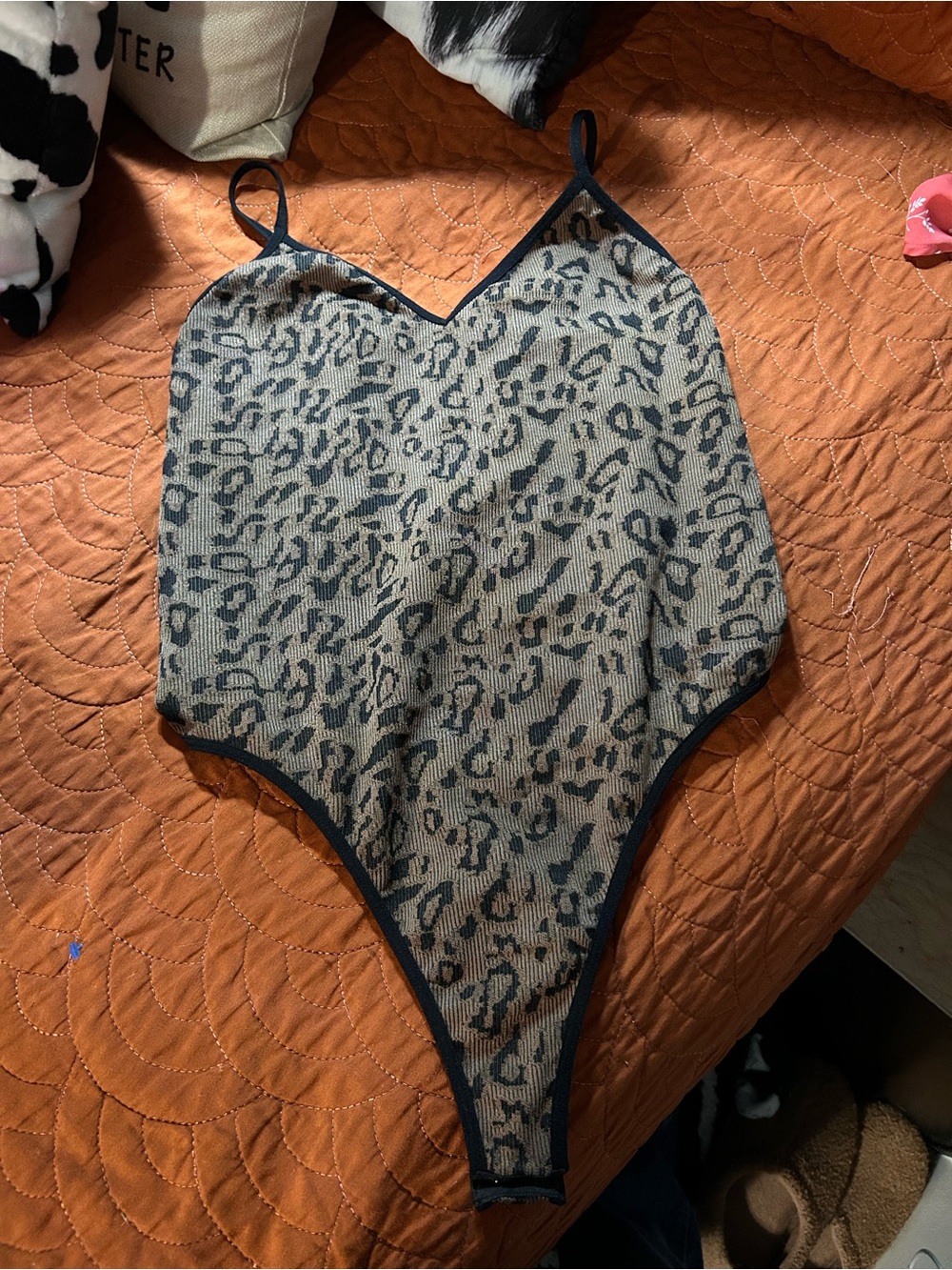 Leopard Print Kids One-Piece bodysuit - Beige/Black